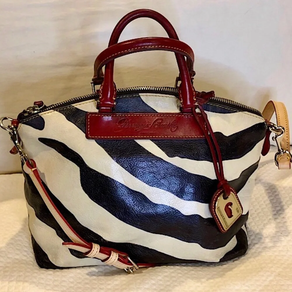 DOONEY & BOURKE Florentine Vacchetta Leather Juliette Zebra Striped Dome Satchel